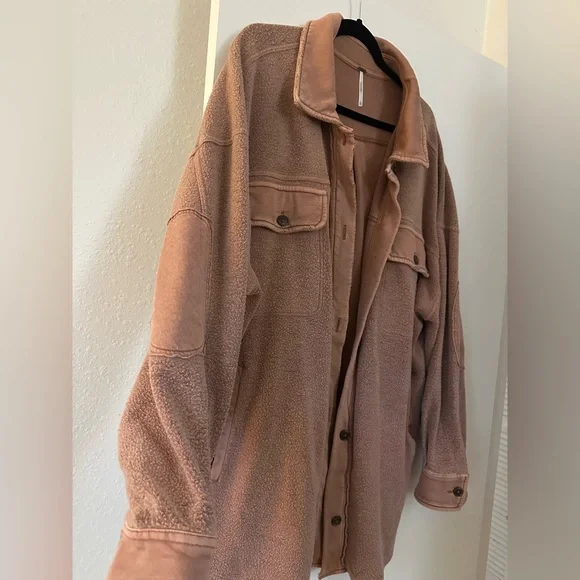 Free People Ruby Jacket Shacket Mauve Rose Pink XL Oversized - Picture 3 of 8